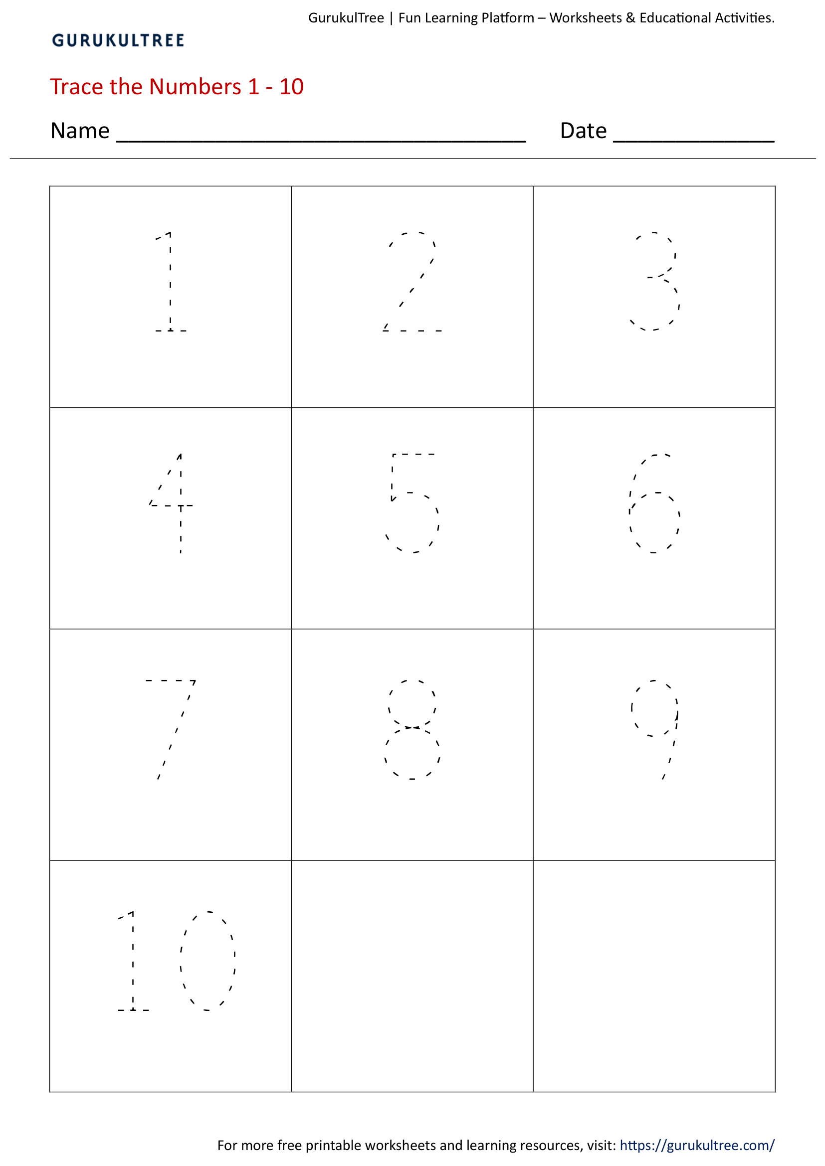 Counting 1-10 Tracing